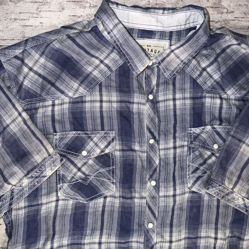 BKE Buckle Vintage 1967 Pearl Snap Shirt Men's 3XL  Athletic Fit Plaid Western
